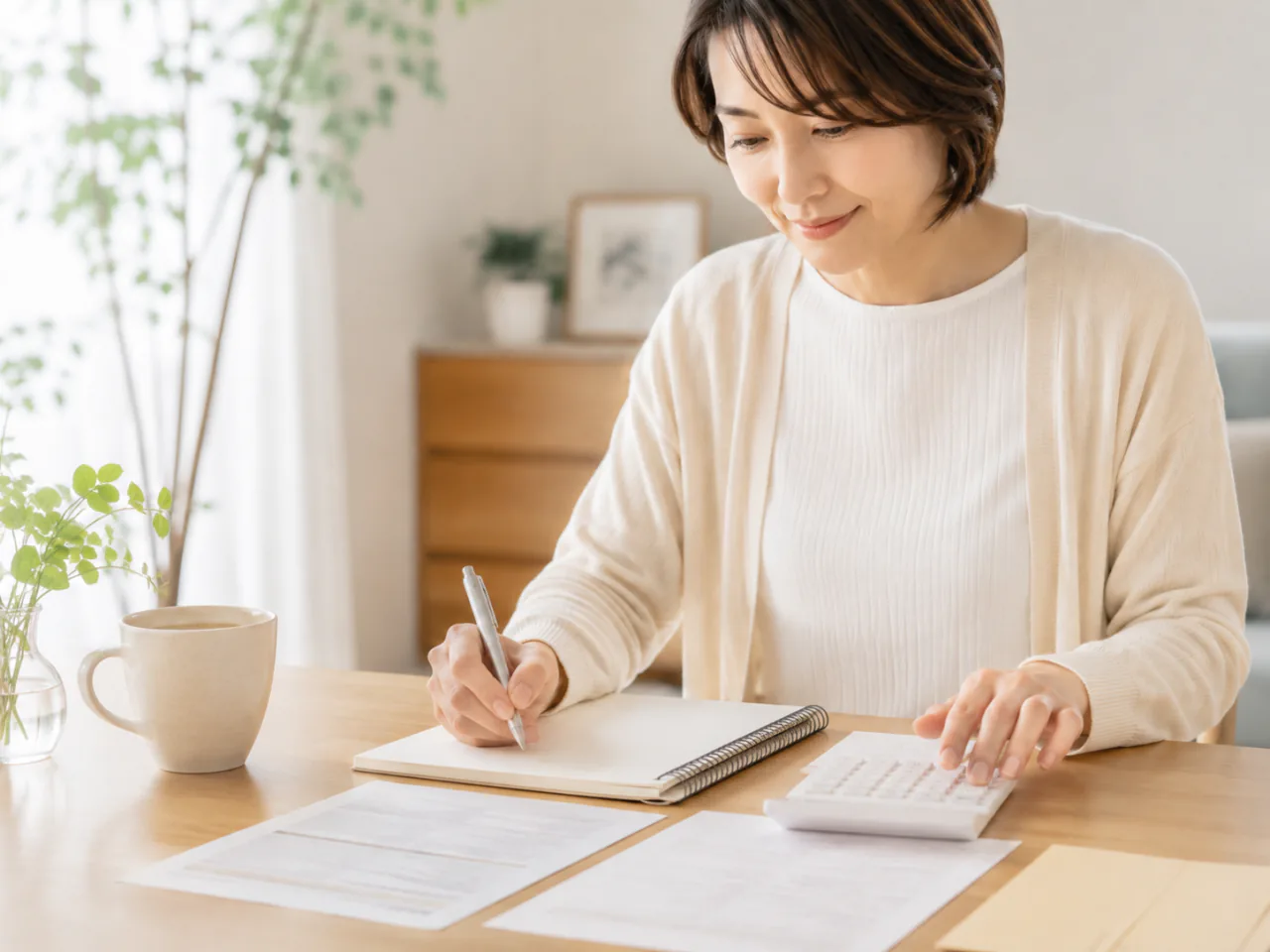 家計や今後のお金について考える女性
